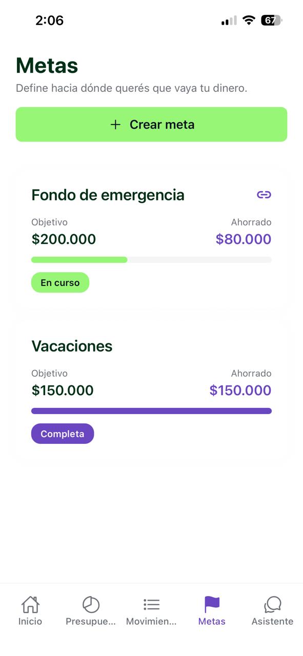 Metas de ahorro en Finanzalia con progreso visual para tus objetivos financieros