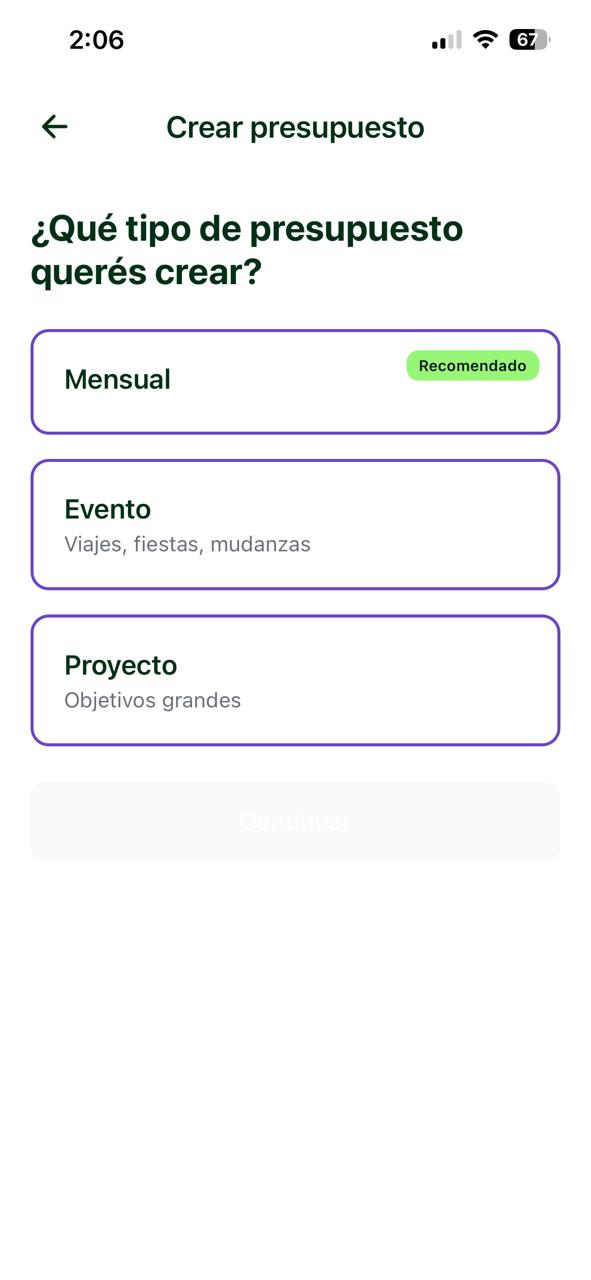 Crear presupuesto en Finanzalia